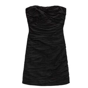 ZARA STRAPLESS BLACK LINEN BLEND DRESS